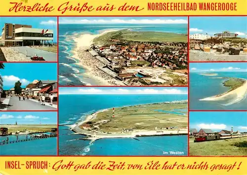 AK / Ansichtskarte 73930642 Wangerooge_Wangeroog_Nordseebad Teilansichten Fliegeraufnahmen Strandpartie Inselbahn