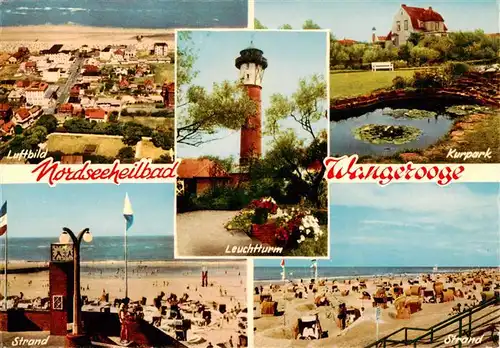 AK / Ansichtskarte  Wangerooge_Wangeroog_Nordseebad Fliegeraufnahme Leuchtturm Kurpark Strandpartien