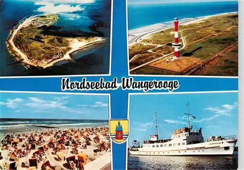 AK / Ansichtskarte 73930689 Wangerooge_Wangeroog_Nordseebad Fliegeraufnahmen mit Leuchtturm Strand MS Wangerooge