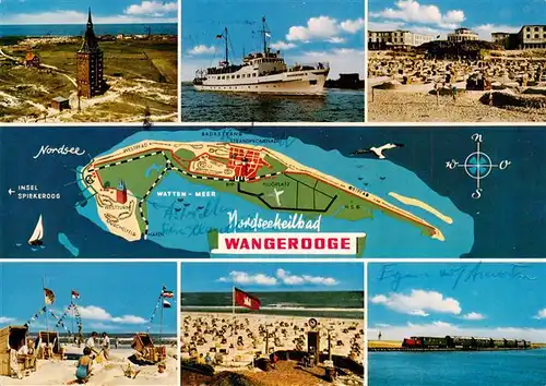 AK / Ansichtskarte  Wangerooge_Wangeroog_Nordseebad Westturm MS Wangerooge Strandpartien Inselbahn