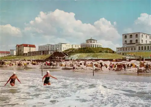 AK / Ansichtskarte  Wangerooge_Wangeroog_Nordseebad Strand bei Flut mit Cafe Pudding