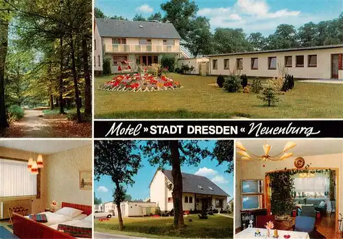 AK / Ansichtskarte 73930715 Neuenburg_Friesland Motel Stadt Dresden Gaststube Zimmer Waldpartie