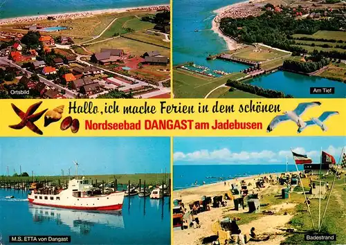 AK / Ansichtskarte 73930717 Dangast_Nordseebad Fliegeraufnahmen Am Tief MS Etta von Dangast Badestrand