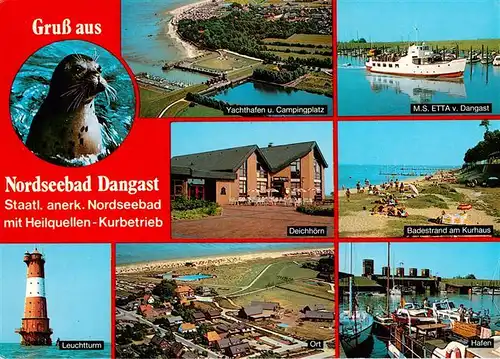 AK / Ansichtskarte 73930721 Dangast_Nordseebad Fliegeraufnahmen Yachthafen MS Etta von Dangast Deichhoern Badestrand Leuchtturm Hafenpartie