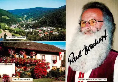 AK / Ansichtskarte  Nordrach Panorama Haus Blumengruss Bartweltmeister Paul Boschert