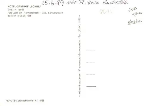 AK / Ansichtskarte  Zell_Harmersbach Hotel Gasthof Sonne