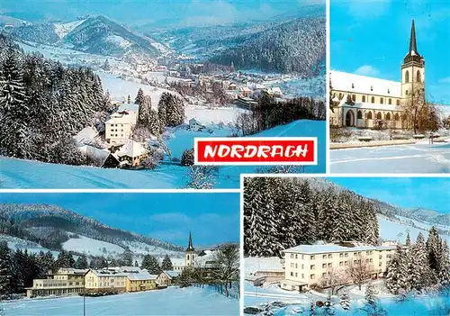 AK / Ansichtskarte 73930845 Nordrach Winterpanorama Kirche Teilansichten