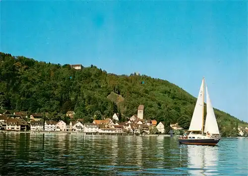 AK / Ansichtskarte 73930889 Segelboote Bodman/Bodensee Schloss Frauenberg Ruine Altbodman