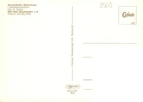 AK / Ansichtskarte  Bad_Zwischenahn Ammerlaender Bauernhaus Spiekerwirtschaft