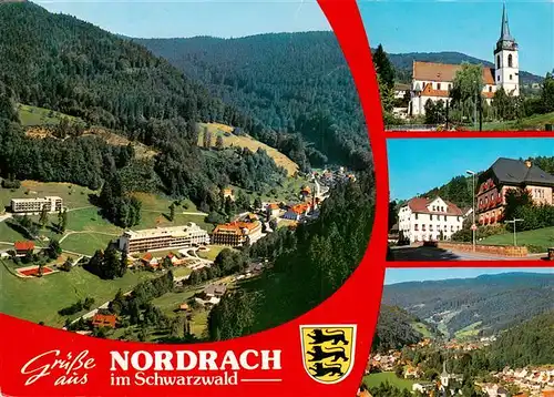AK / Ansichtskarte 73931048 Nordrach Fliegeraufnahme Kirche Teilansichten