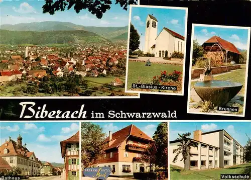 AK / Ansichtskarte 73931052 Biberach_Baden Panorama St Blasius Kirche Brunnen Rathaus Bahnhof Hotel Beck Volksschule