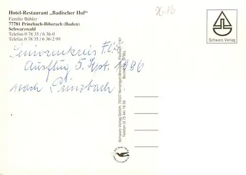 AK / Ansichtskarte  Prinzbach_Biberach_Kinzigtal Hotel Badischer Hof Schwimmbad