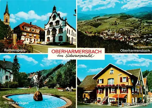 AK / Ansichtskarte  Oberharmersbach Rathausplatz Fliegeraufnahme In den Anlagen Haus Eppinger