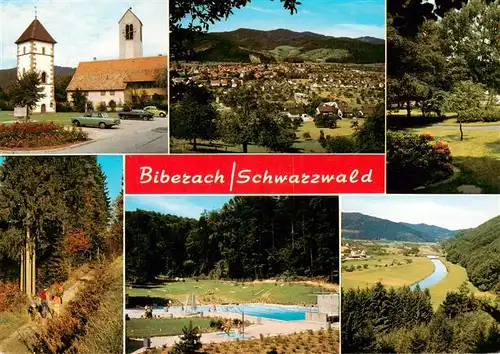 AK / Ansichtskarte  Biberach_Baden Alter Kirchturm Panorama Park Waldpartien Schwimmbad