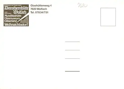 AK / Ansichtskarte  Wolfach_Schwarzwald Dorotheenhuette Wolfach Mundblashuette Weihnachtsdorf Glaeserland