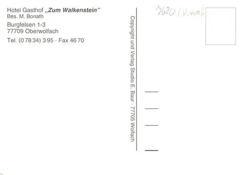 AK / Ansichtskarte 73931161 Oberwolfach Gasthof Pension Zum Walkenstein Gastraeume Panorama