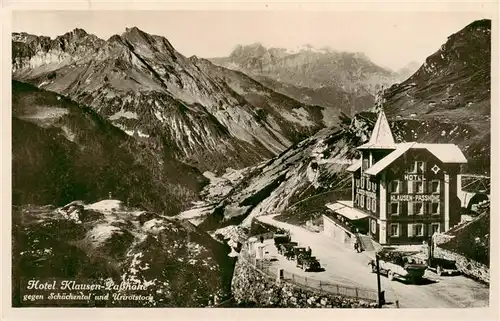AK / Ansichtskarte  Klausenpasshoehe Hotel Klausen Passhoehe mit Schaechental und Urirotstock