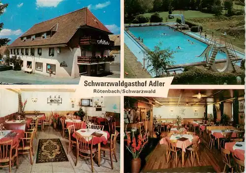 AK / Ansichtskarte  Roetenbach_Baden_Schwarzwald Schwarzwaldgasthof Adler Gastraeume Schwimmbad