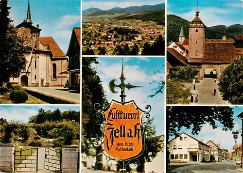 AK / Ansichtskarte  Zell_Harmersbach Kirche Panorama Storchenturm Eingang Ortspartie