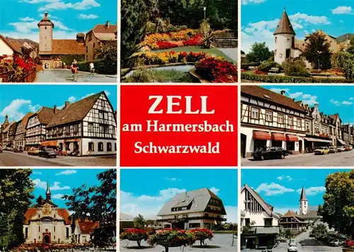 AK / Ansichtskarte 73931309 Zell_Harmersbach Storchenturm Panorama Hirschturm Ortspartien Wallfahrtskirche 