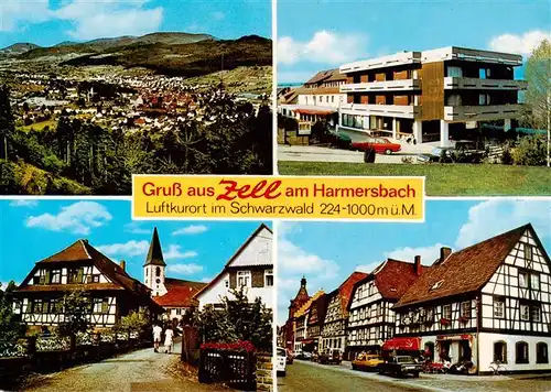 AK / Ansichtskarte 73931318 Zell_Harmersbach Panorama mit Kurklinik Ortenau Pfarrhofgraben und Hauptstrasse