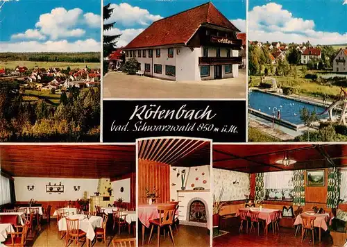 AK / Ansichtskarte 73931355 Roetenbach_Baden_Schwarzwald Gasthof Cafe Zum Adler Schwimmbad Gastraeume