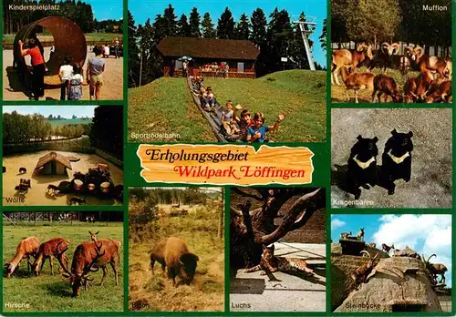 AK / Ansichtskarte 73931364 Loeffingen Kinderspielplatz Wildpark Loeffingen Rodelbahn Woelfe Hirsche Mufflons Kragenbaeren Luchs Steinboecke