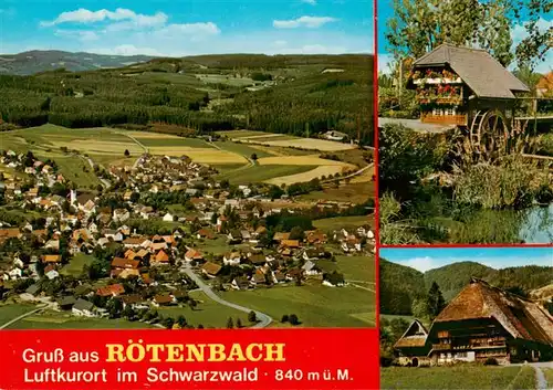 AK / Ansichtskarte 73931369 Roetenbach_Baden_Schwarzwald Fliegeraufnahme Muehle Schwarzwaldhaus