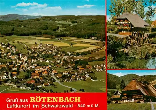 AK / Ansichtskarte  Roetenbach_Baden_Schwarzwald Fliegeraufnahme Muehle Schwarzwaldhaus