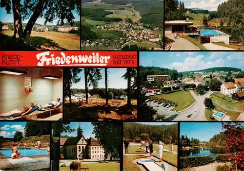 AK / Ansichtskarte 73931382 Friedenweiler Panorama Schwimmbad Solarium Gasthaus Friedenweiler Hof Pfarrkirche Minigolf Weiher