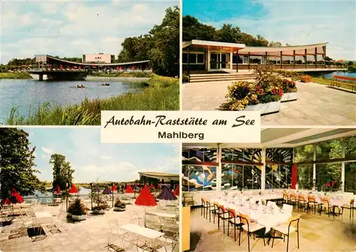 AK / Ansichtskarte 73931424 Mahlberg_Baden Autobahn Raststaette am See Terrasse Gastraum