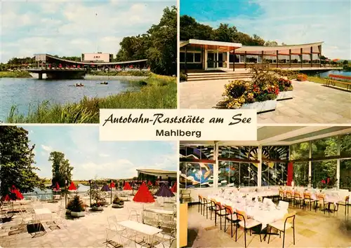 AK / Ansichtskarte  Mahlberg_Baden Autobahn Raststaette am See Terrasse Gastraum