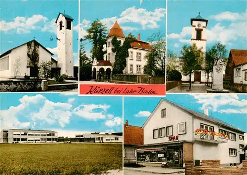 AK / Ansichtskarte 73931425 Kuerzell_Meissenheim Kirchen Schule Lebensmittelgeschaeft