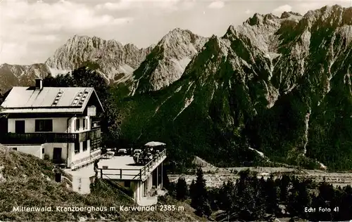 AK / Ansichtskarte  Mittenwald_Bayern Kranzberghaus mit Karwendel