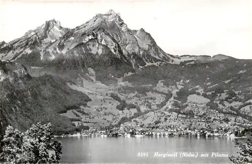 AK / Ansichtskarte  Hergiswil_Vierwaldstaettersee Panorama Blick gegen Pilatus