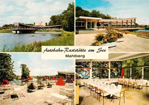 AK / Ansichtskarte 73931526 Mahlberg_Baden BAB Raststaette am See Terrasse Gastraum