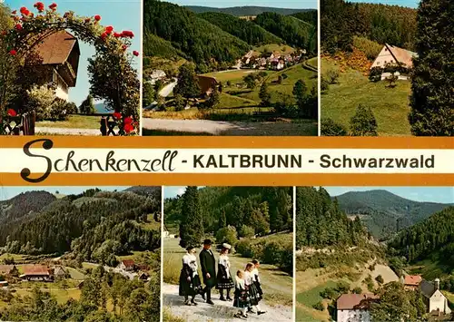 AK / Ansichtskarte 73931566 Kaltbrunn_Schenkenzell Schwarzwaldhaus Teilansichten Panorama Trachten