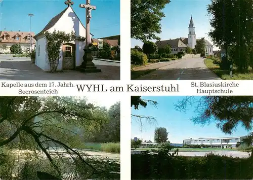 AK / Ansichtskarte 73931615 Wyhl_Kaiserstuhl Kapelle St Blasiuskirche Seerosenteich Hauptschule