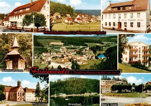 AK / Ansichtskarte  Friedenweiler Gasthaus Friedenweiler Hof Gasthof Seppacher Pension Schillingskapelle Fliegeraufnahme Pfarrkirche Strandbad Baers Hotel