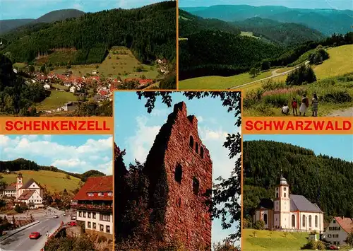 AK / Ansichtskarte  Schenkenzell Fliegeraufnahme Panorama Ortspartie Ruine Kirche