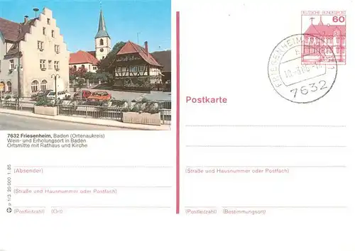 AK / Ansichtskarte 73931762 Friesenheim_Baden Ortsmitte mit Rathaus und Kirche