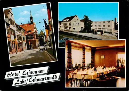 AK / Ansichtskarte  Lahr_Baden Hotel Schwanen Gastraum Ortspartie