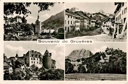 AK / Ansichtskarte  Gruyeres__Gruyere_Greyerz_FR Teilansichten Landschaft Alpen