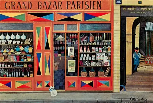 AK / Ansichtskarte  Paris_75 Galerie naifs et primitifs Kuenstlerkarte Cellia Saubry Grand Bazar parisien