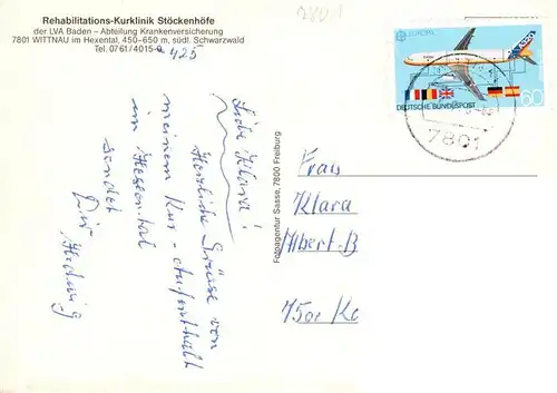 AK / Ansichtskarte 73931894 Wittnau_Breisgau_Schwarzwald Rehabilitations-Kurklinik Stoeckenhoefe der LVA Baden