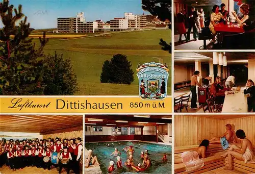 AK / Ansichtskarte  Dittishausen_Loeffingen Hochhaeuser  Gasthaus Tanzbar Trachtenverein Hallenbad Sauna Kegelbahn