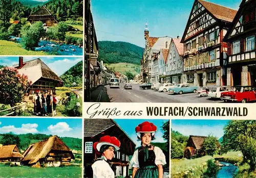 AK / Ansichtskarte  Wolfach_Schwarzwald Schwarzwaldhaus Ortspartien Trachten Kinzigpartie 