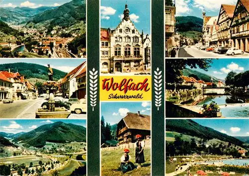 AK / Ansichtskarte 73932034 Wolfach_Schwarzwald Ortspartien Rathaus Partien an der Kinzig Teilansichten Schwimmbad