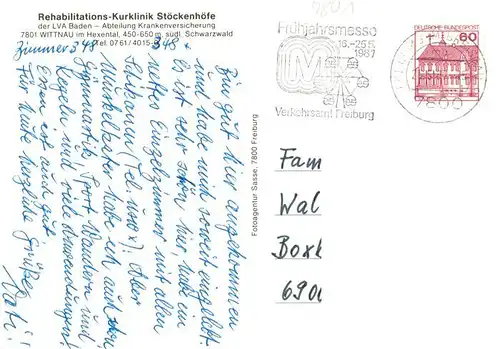 AK / Ansichtskarte 73932059 Wittnau_Breisgau_Schwarzwald Rehabilitations-Kurklinik Stoeckenhoefe der LVA Baden