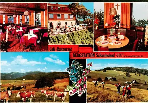 AK / Ansichtskarte 73932062 Schauinsland_Oberried_BW Café Restaurant Bergstation Schauinsland Gastraum Landschaftspanorama Schwarzwald Wandern